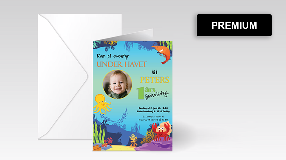 Mockup - Invitation - Under havet - Premium - A6 - preview img w button